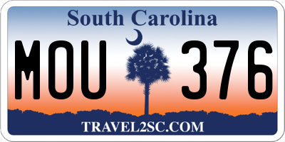 SC license plate MOU376