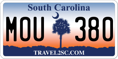 SC license plate MOU380