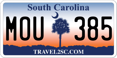 SC license plate MOU385