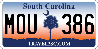 SC license plate MOU386