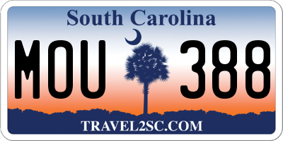 SC license plate MOU388