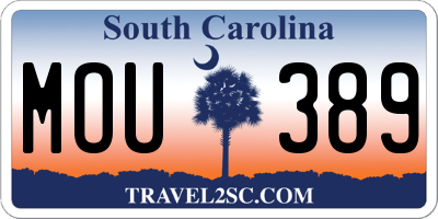SC license plate MOU389