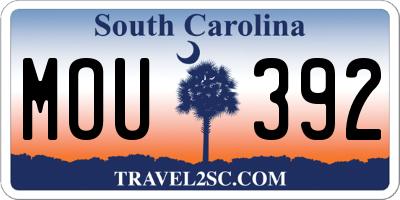 SC license plate MOU392
