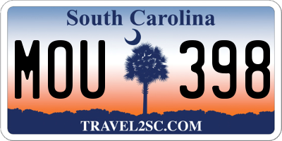 SC license plate MOU398