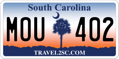 SC license plate MOU402