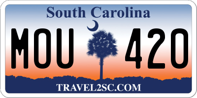 SC license plate MOU420