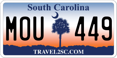 SC license plate MOU449