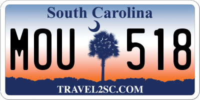SC license plate MOU518