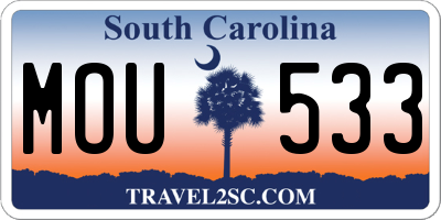SC license plate MOU533
