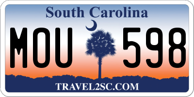 SC license plate MOU598