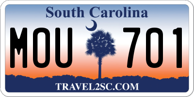 SC license plate MOU701