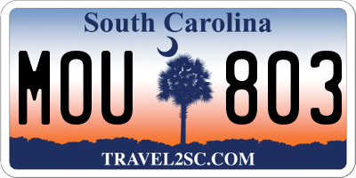 SC license plate MOU803