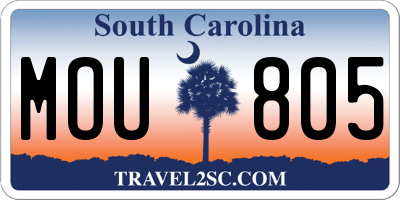 SC license plate MOU805
