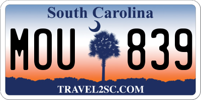 SC license plate MOU839