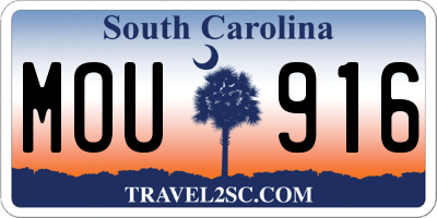 SC license plate MOU916