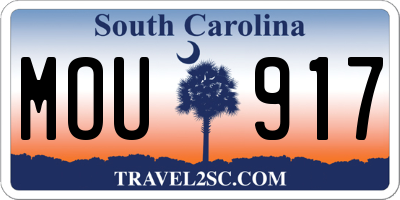 SC license plate MOU917