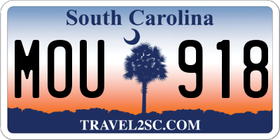 SC license plate MOU918