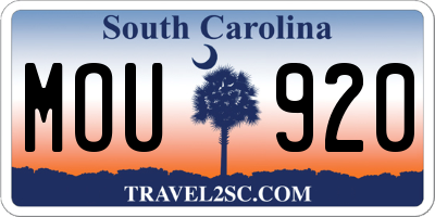 SC license plate MOU920