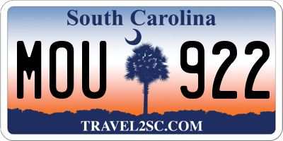 SC license plate MOU922