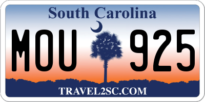 SC license plate MOU925