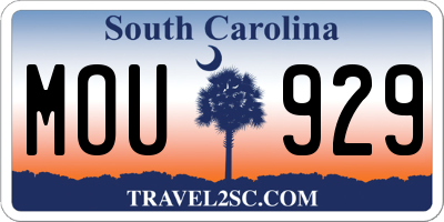 SC license plate MOU929
