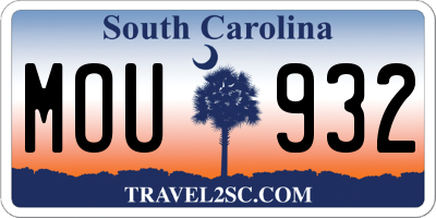SC license plate MOU932