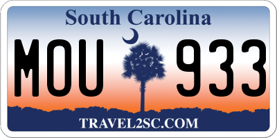 SC license plate MOU933