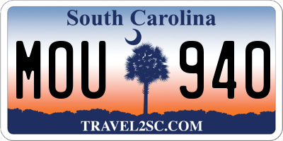SC license plate MOU940