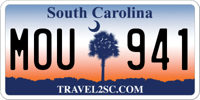 SC license plate MOU941