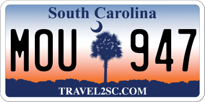 SC license plate MOU947