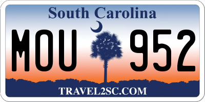 SC license plate MOU952