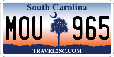 SC license plate MOU965