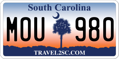 SC license plate MOU980