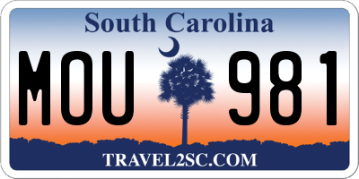 SC license plate MOU981