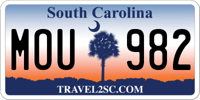 SC license plate MOU982