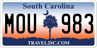 SC license plate MOU983