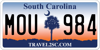 SC license plate MOU984