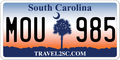 SC license plate MOU985