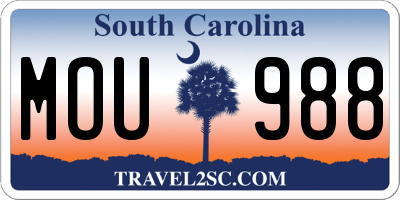 SC license plate MOU988