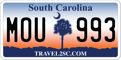SC license plate MOU993