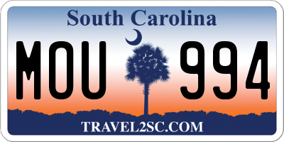 SC license plate MOU994