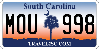SC license plate MOU998