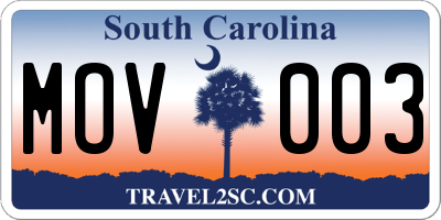 SC license plate MOV003