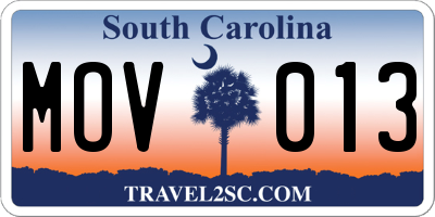 SC license plate MOV013