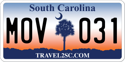 SC license plate MOV031