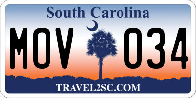 SC license plate MOV034