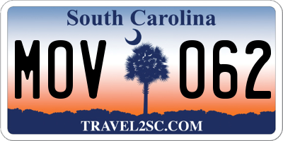 SC license plate MOV062