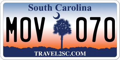 SC license plate MOV070