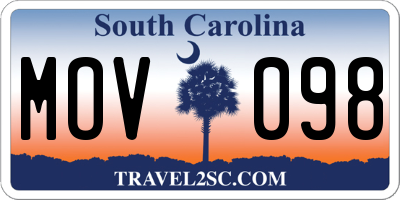 SC license plate MOV098