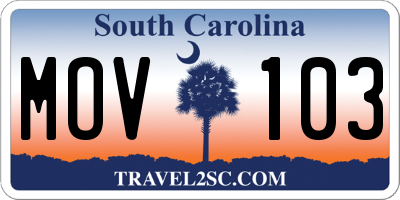 SC license plate MOV103